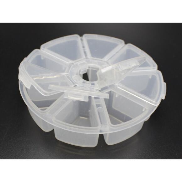 Two Clear Round Grid Jewelry Bead Compartment Storage Organizer Case Set - Picture 4 of 7